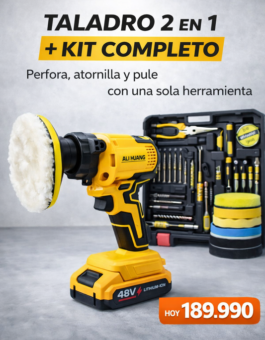 Kit Taladro Pulidora Inalámbrico+Herramientas